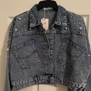 Pearl Embellished Denim Jacket